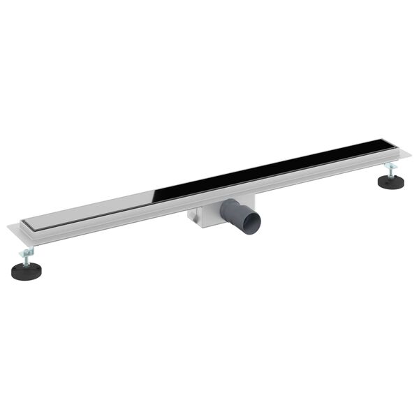 vidaXL Shower Drain with Glass Cover Black 100 cm Stainless Steel 304