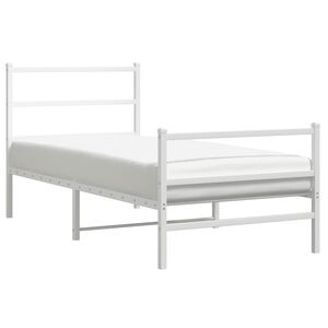 vidaXL Metal Bed Frame without Mattress with Footboard White 90x190cm