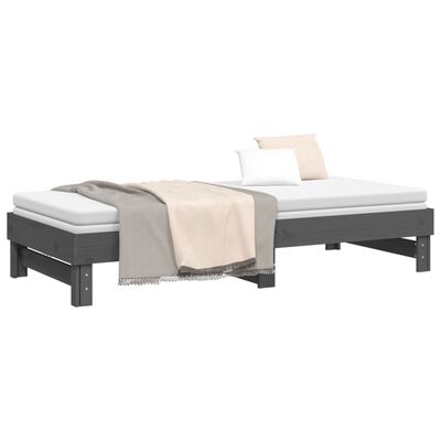 vidaXL Pull-out Day Bed Grey 2x(80x200) cm Solid Wood Pine