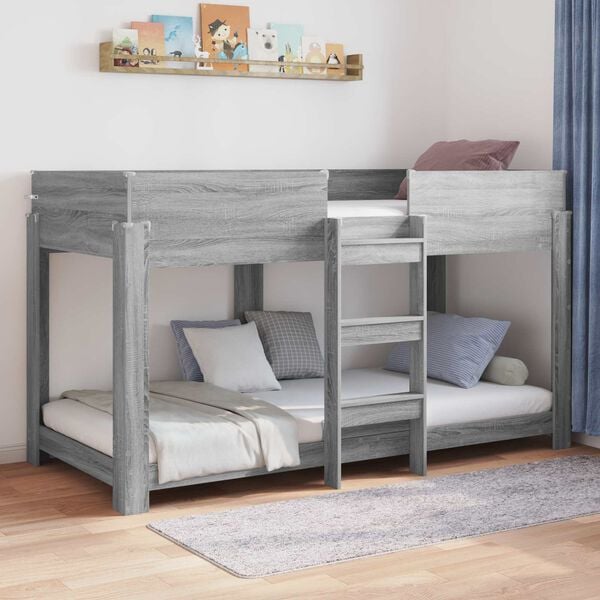 vidaXL Bunk Bed for Kids Grey Sonoma 90 x 200 cm Engineered Wood
