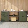 vidaXL Kitchen Storage Set 3 pcs Olive Green Cold-rolled Steel