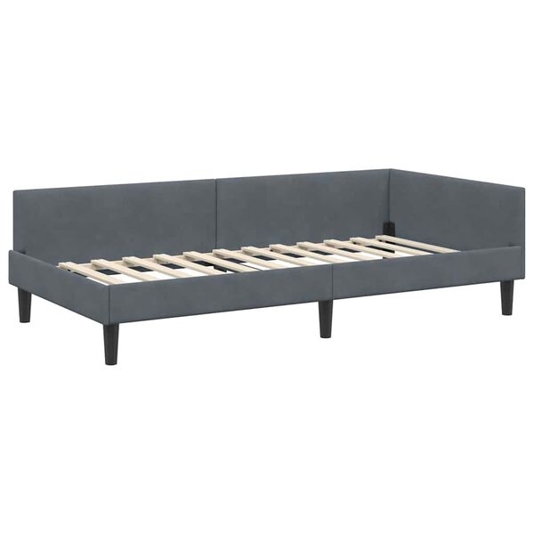 vidaXL Corner Bed Frame with Headboard Dark Grey 80 cm x 200 cm Velvet