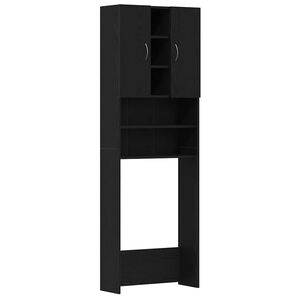 vidaXL Washing Machine Cabinet Black Oak 64x25.5x190 cm