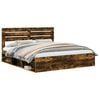 vidaXL Bed Frame Smoked Oak 200 x 200 cm Solid Pine Wood