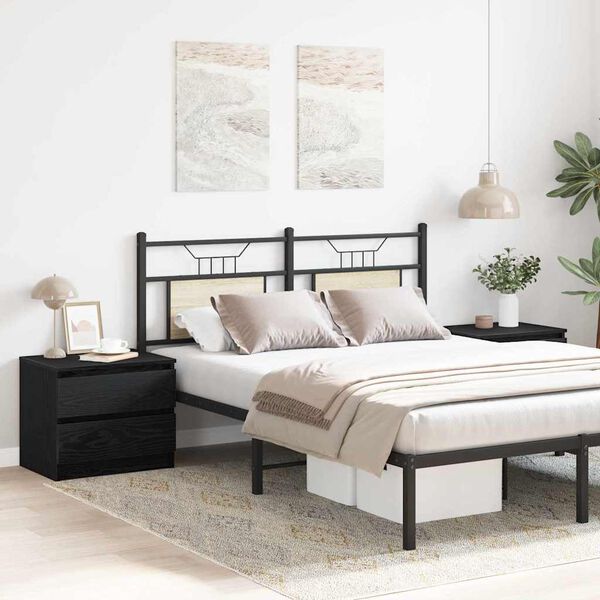 vidaXL Bedside Cabinet with Drawer 2 pcs Black Oak 50 x 40 x 43.5 cm