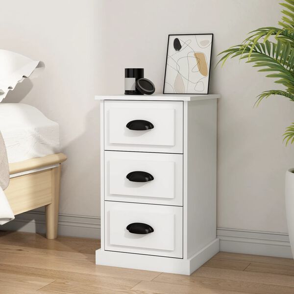 vidaXL Bedside Cabinet White 39x39x67 cm Engineered Wood