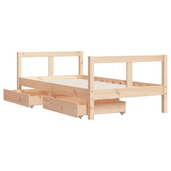 vidaXL Kids Bed Frame with Drawers 80x160 cm Solid Wood Pine