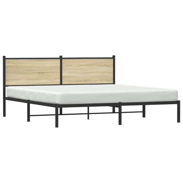 vidaXL Metal Bed Frame without Mattress Sonoma Oak 160x200 cm