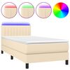 vidaXL Box Spring Bed with Mattress&LED Cream 80x200cm Fabric