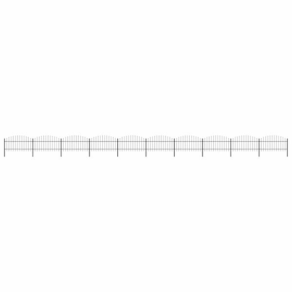 vidaXL Garden Fence with Spear Top Steel 1781.5x125 cm Black