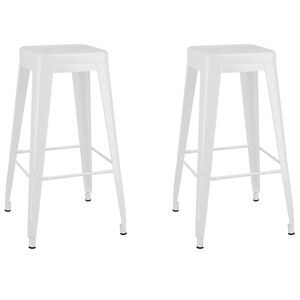 vidaXL Bar Stool | Set of 2 | White | Metal | 43x43x77 cm | Stackable