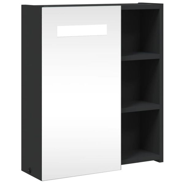 vidaXL Bathroom Mirror Cabinet with LED Light Black 45x13x52 cm