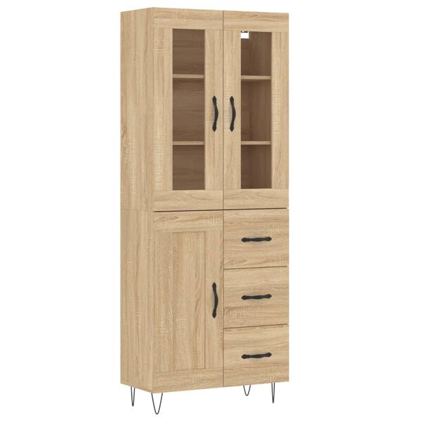 vidaXL Highboard Sonoma Oak 69.5x34x180 cm Engineered Wood