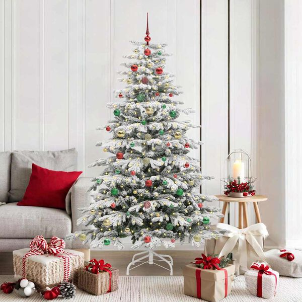 vidaXL Artificial Hinged Christmas Tree White 180 cm PE and PVC