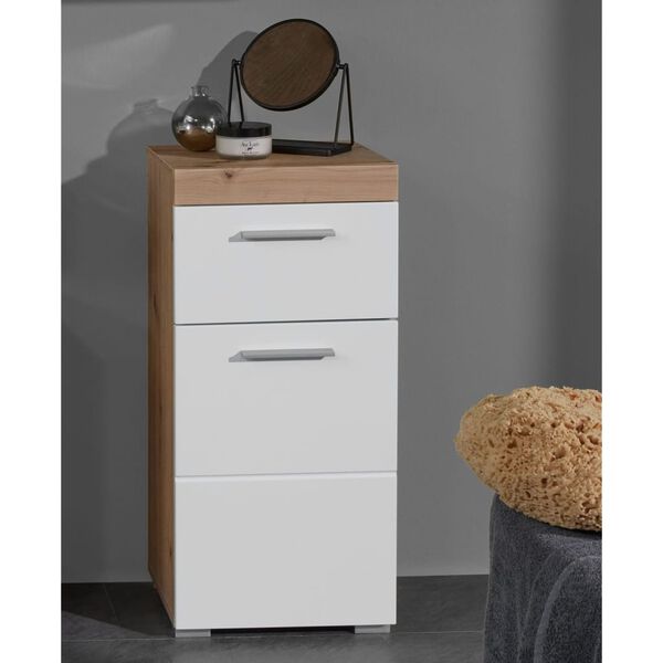Trendteam Bath Floor Cabinet Amanda White and Knotty Oak