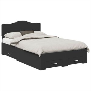 vidaXL Bed Frame with Headboard Black 135 x 190 cm Engineered Wood