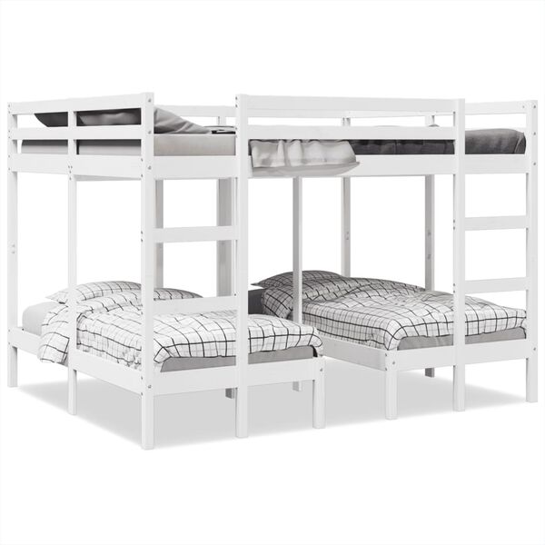 vidaXL Triple Bunk Bed Frame White 160x200/80x160 cm Solid Wood Pine