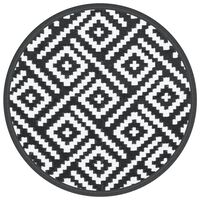 vidaXL Outdoor Carpet White and Black Ø120 cm PP