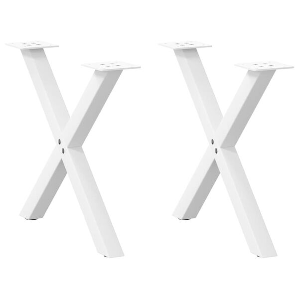 vidaXL Coffee Table Legs X-Shaped 2 pcs White 50x(42-43) cm Steel
