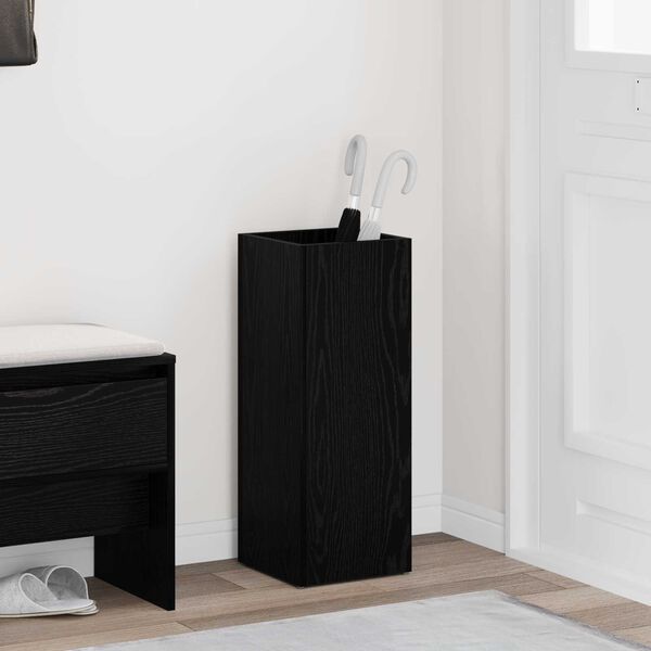 vidaXL Umbrella Stand Black Oak 25 x 24.5 x 64 cm Engineered Wood