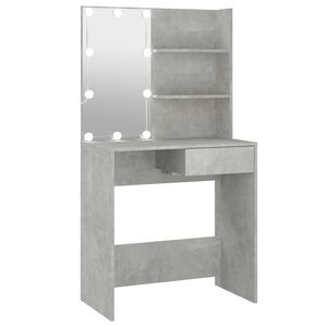 vidaXL Dressing Table with LED Concrete Grey 74.5x40x141 cm