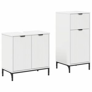 vidaXL Bathroom Furniture Set 2 pcs White Engineered Wood and Metal