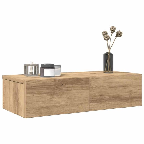 vidaXL Wall Shelf with Drawers Artisian Oak 60x26.5x15 cm Engineered Wood