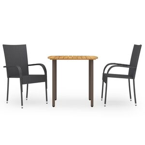 vidaXL Dining Set | Black | Solid Acacia wood | Standard