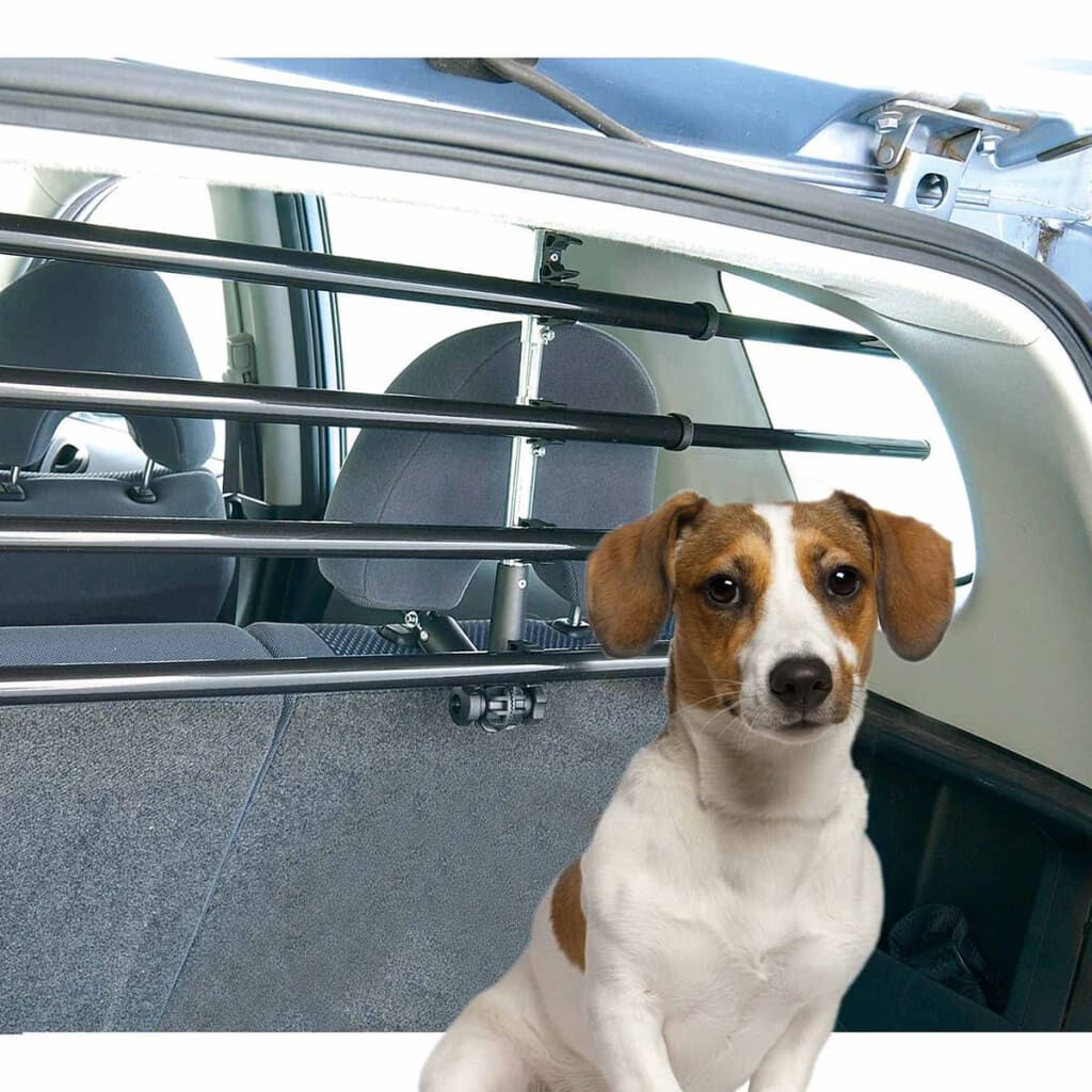 FLAMINGO Car Dog Guard with 5 Posts Walky Barrier Metal