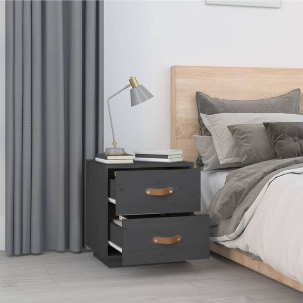 vidaXL Bedside Cabinets 2 pcs Grey 40x34x45 cm Solid Wood Pine