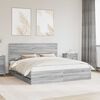 vidaXL Bed Frame with Drawer Grey Sonoma 200 x 200 cm Engineer Wood