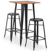 vidaXL 3 Piece Bar Set Steel Black