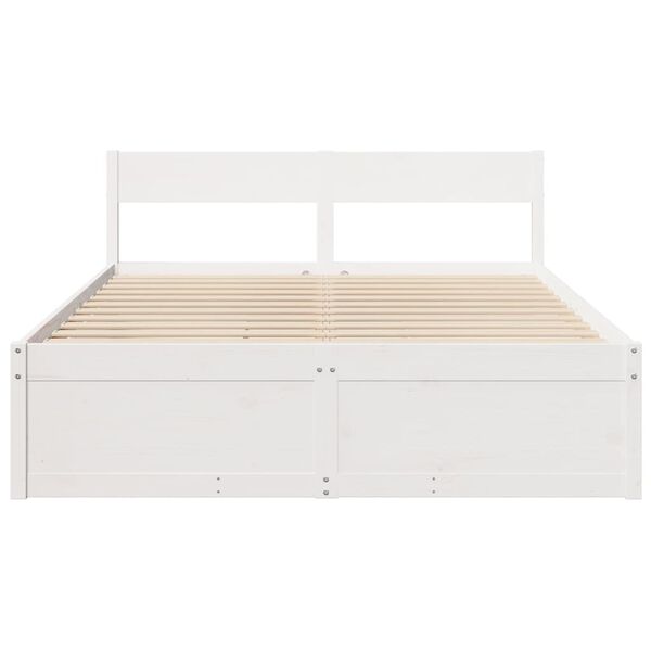 vidaXL Bed Frame without Mattress White 150x200 cm King Size Solid Wood Pine