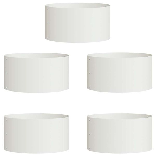vidaXL Planter Ring 5 pcs White 40 x 40 x 20 cm Cold-rolled Steel