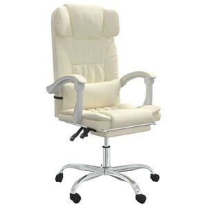 vidaXL Reclining Office Chair Cream Faux Leather