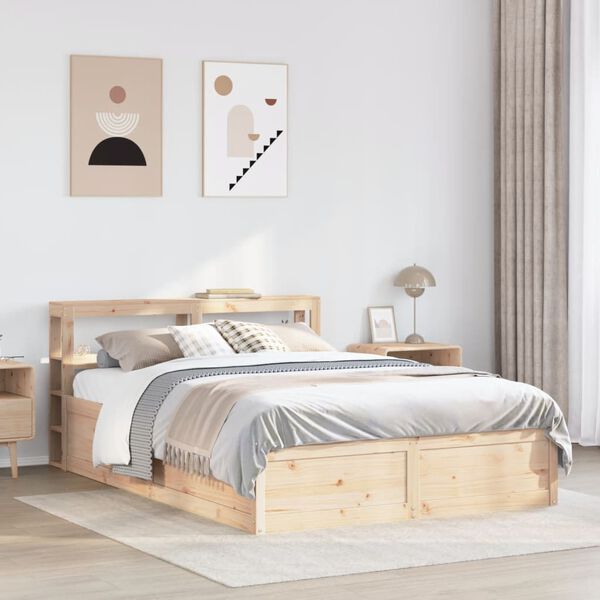 vidaXL Bed Frame with Headboard 120x200 cm Solid Wood Pine