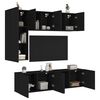 vidaXL 5 Piece TV Wall Units Black Engineered Wood