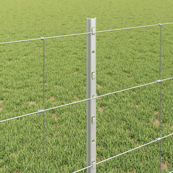 vidaXL Fence with Post Silver 0.8 x 25 m Steel