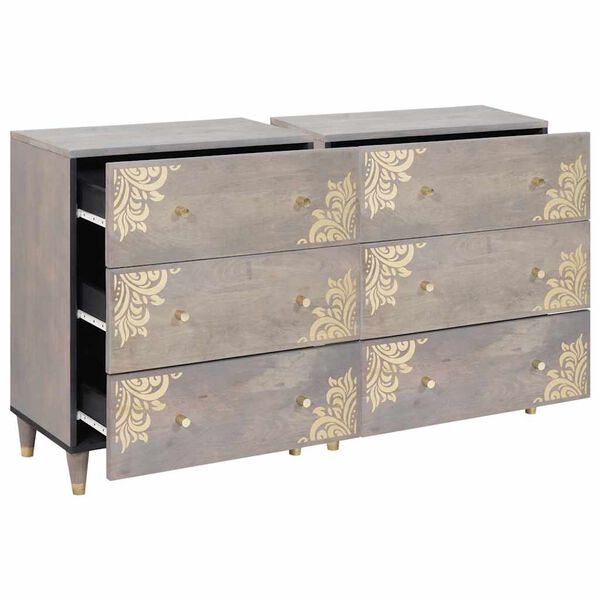 vidaXL Sideboard 2 pcs Grey 60 x 33 x 75 cm Solid Mango Wood