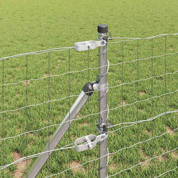 vidaXL Fence with Post Silver 0.4 x 50 m Steel and PVC