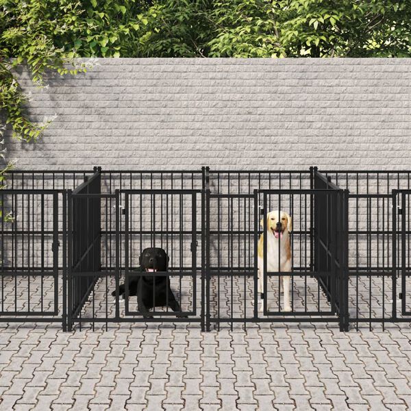 vidaXL Outdoor Dog Kennel Steel 18.77 m&sup2;