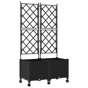 vidaXL Garden Planter with Trellis&Wheels 2 pcs Black 80 x 40 x 149 cm