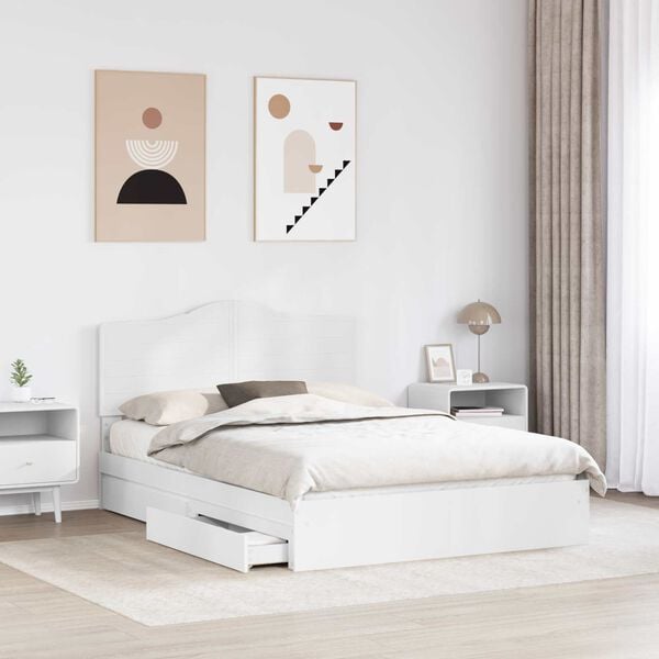 vidaXL Storage Bed with Headboard White 150 x 200 cm Engineered Wood