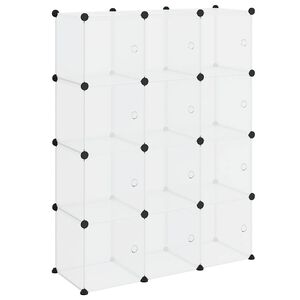 vidaXL Storage Cube Organiser with 12 Cubes and Doors Transparent PP