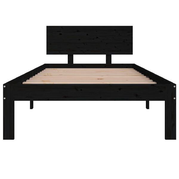 vidaXL Bed Frame without Mattress Black Solid Wood Pine 90x200cm