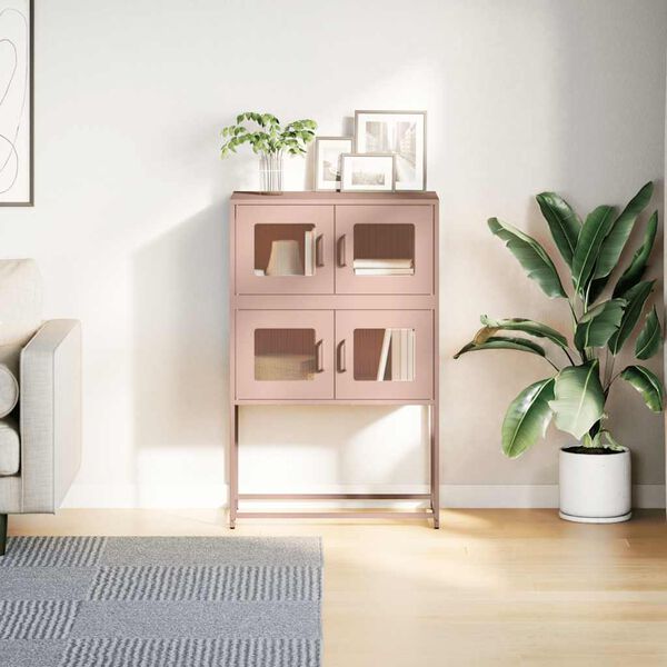 vidaXL Highboard Pink 68x39x107 cm Steel