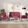 vidaXL Sofa Sets with Cushion 3 pcs Wine Red 115 x 56 x 80 cm Plywood