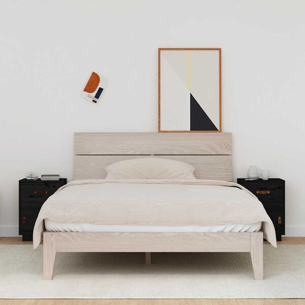 vidaXL Bedside Cabinets 2 pcs Black 40x34x55 cm Solid Wood Pine