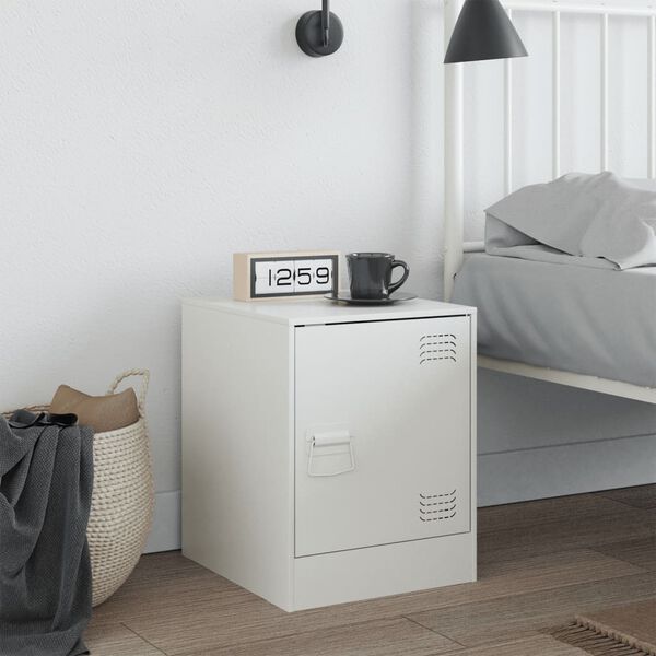 vidaXL Bedside Cabinet White 34.5x39x44 cm Steel