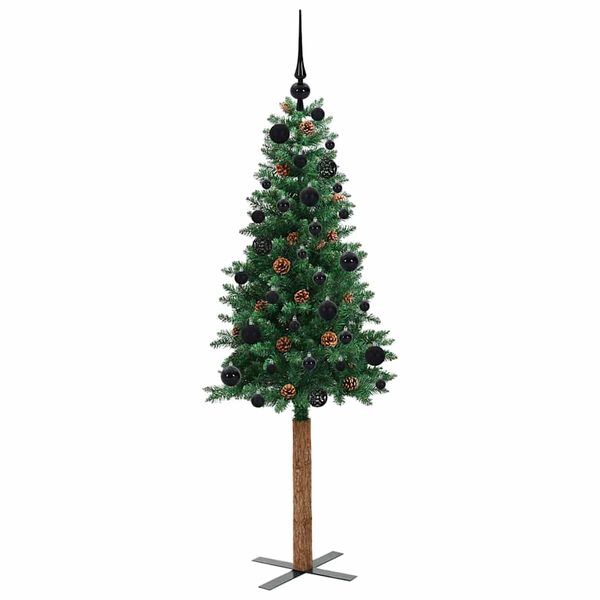 vidaXL Slim Christmas Tree Green 150 cm PVC and Solid Pine wood